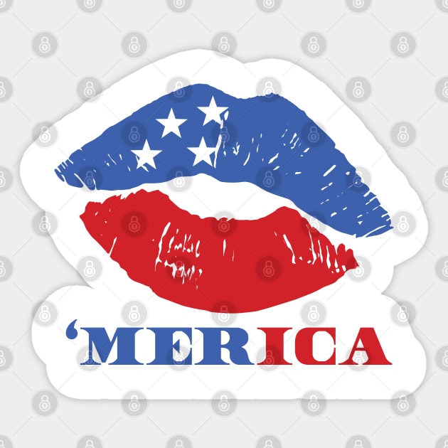 American Flag Lips, Patriotic Lips Shirt, Patriotic Shirt Men, 4th July Shirt Women,July 4th Shirt Women,Forth of July,Forth of July Shirt Sticker by DonVector